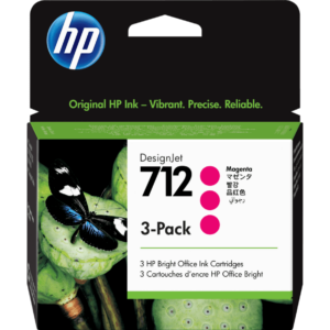 Pack de 3 Cartuchos de Tinta HP 712 Magenta DesignJet Original | Precisión y Rendimiento Continuo