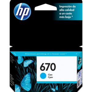 Cartucho de Tinta HP 670 Cian Original (CZ114AL) | Colores Vivos y Rendimiento Confiable