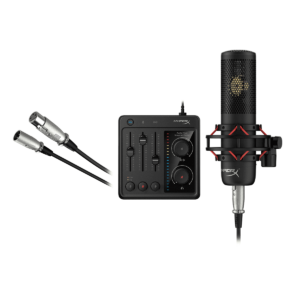 Micrófono HyperX ProCast + Mezclador de Audio XLR | Calidad Profesional para Creadores de Contenido