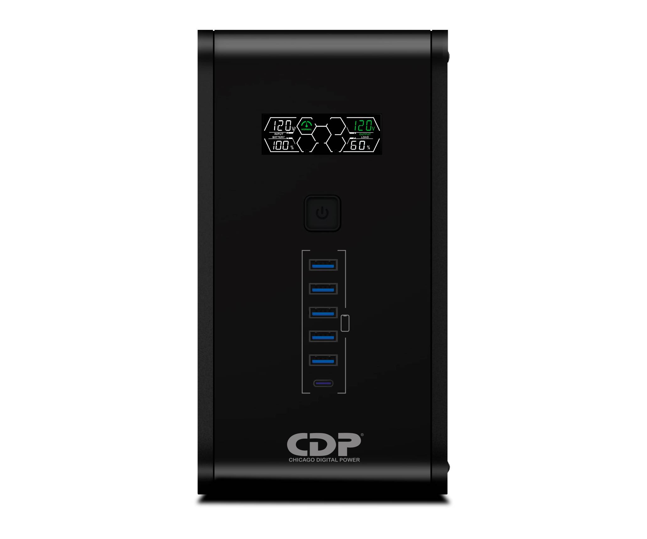 NBKCDP1450_4_full No-Break CDP R-SMART751 750VA/375W UPS Interactiva AVR 10 Salidas - 560 Joules, Proteccion RJ45, LCD, software 120 Vac