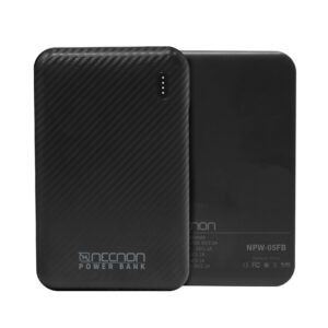 POWERBANK NPW-05FB Necnon 5000mAh CARGA 2.1A 1 A 2 CARGAS INDICADOR LED ENTRADA Y SALIDA TIPO C NEGRO CARGA ACELERADA NBPB0501FB -