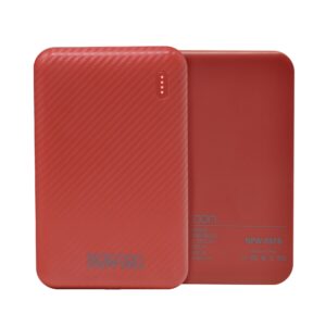 POWERBANK NPW-05FB Necnon 5000mAh CARGA 2.1A 1 A 2 CARGAS INDICADOR LED ENTRADA Y SALIDA TIPO C ROJO CARGA ACELERADA NBPB0502FB -