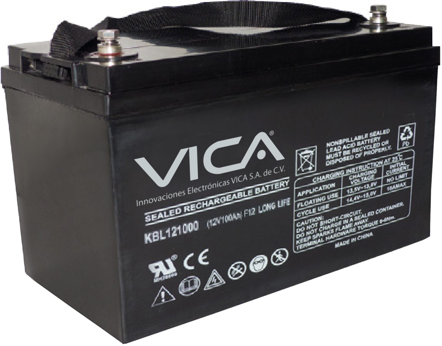 BATVIC200_full Batería de Reemplazo VICA 12V/100A - Tipo de acumulador: Plomo/Paquete sellado libre de mantenimiento - Tiempo de vida útil 5 años aprox -