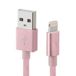 Cable USB A a LIGHTNING - color rosa. 1 metro de largo. Alta resistencia de materiales y carga rápida DB-G-USBLR