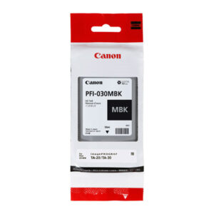 Tanque de tinta CANON PFI-030 BK - Negro, Tecnología de impresión inyección de tinta. Compatible con  Plotter Canon TA-20 y TA-30. Capacidad 55 ml