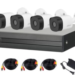 DAHUA KITXVR1B04-I1MP-2.8 - Kit de 4 canales con cámaras B1A11 de 1 mp - lente de 2.8mm y  93°. Soporta 4 canales más 1 IP o hasta 5 canales IP, SMD