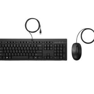 Kit de Teclado y Mouse HP 225 Alambrico (AX2Y7AA#ABM).  Conectividad Plug and Play - Tipo de conexión USB tipo A con cable, Color Negro