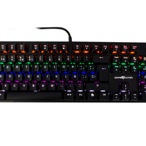 TECLADO MECÁNICO GAME FACTOR KBG400 - RETROILUMINADO, SWITCH BLUE, USB, ROSA
