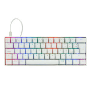 Teclado Mecánico 60  Game Factor KBG560-WH - Rgb, Teclas Extras Pink Intercambiables, Red Switch, Usb Blanco