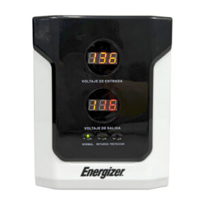 Regulador Energizer 1500VA/900W (ERENRLB15VA). Rango 90-145VCA - AVR, prot. 10A, 2 contactos, LED. Ideal p/línea blanca. Cert. RoHS/NOM/CE. 2 años gtía.