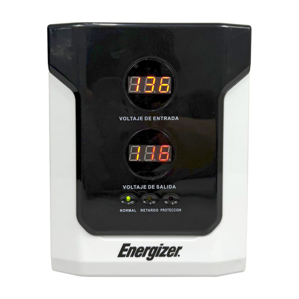 REGENG010_full Regulador Energizer 1500VA/900W (ERENRLB15VA). Rango 90-145VCA - AVR, prot. 10A, 2 contactos, LED. Ideal p/línea blanca. Cert. RoHS/NOM/CE. 2 años gtía.