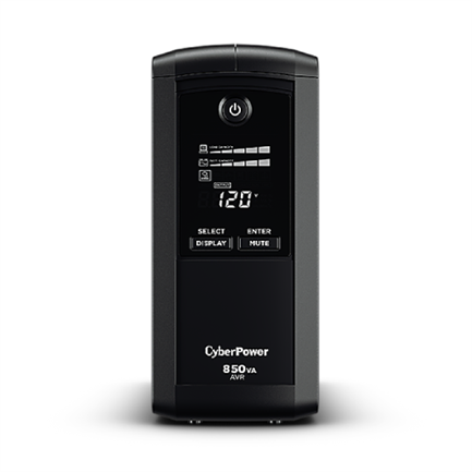 CYCREUAB010_zoom UPS CyberPower CP850AVRLCDa 850VA 510W con LCD, Regulador de Voltaje y 9 Contactos en Torre
